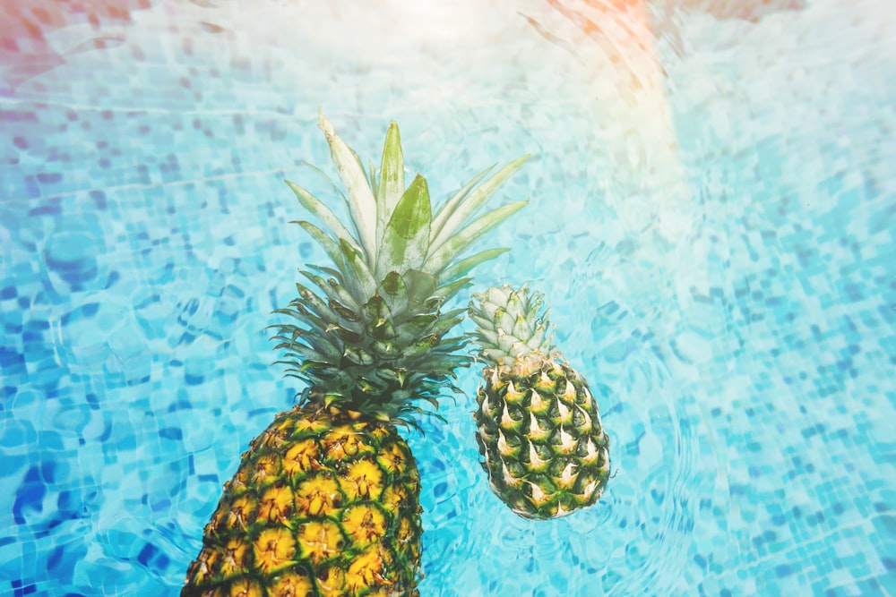 due ananas sullo specchio d'acqua