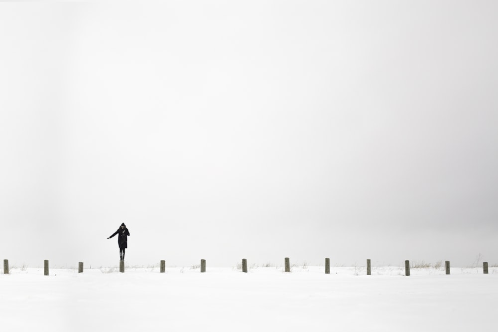 person standing on post