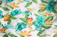 A fresh summer-themed pattern with lively tropical leaves and vibrant colors.
