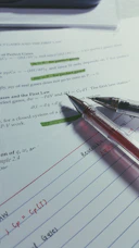 A medical researcher carefully reviewing a printed manuscript with notes.