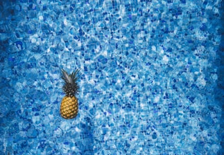 aerial view photography of pineapple on body of water