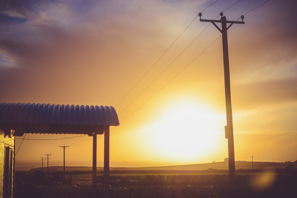 transmission tower during golden hour