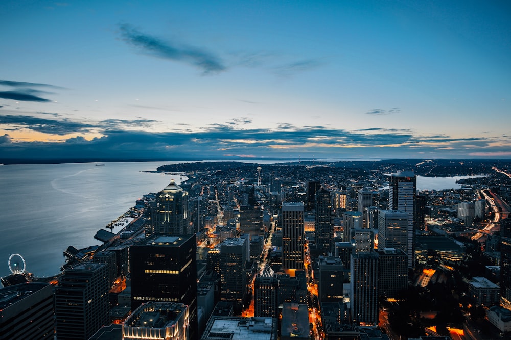 city buildings under blue sky photography