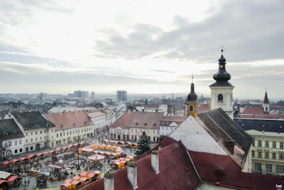 A vibrant European cityscape symbolizing the hub of AI marketing innovation.