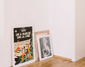 Close-up of a vintage Marvel comic cover framed in a sleek black frame hanging on a textured wall