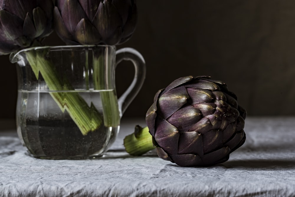 clear glass pitcher