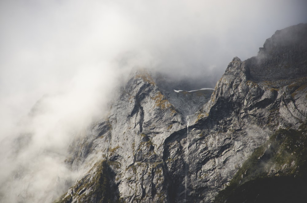 top view of rocky mountain and sea of clouds