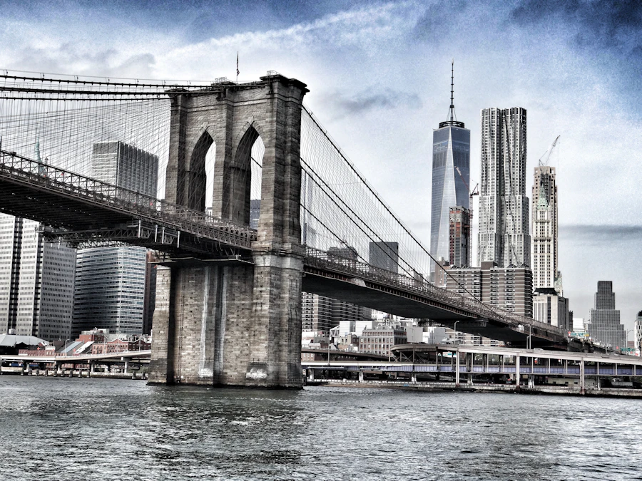 Brooklyn Bridge with Manhattan skyline beyond