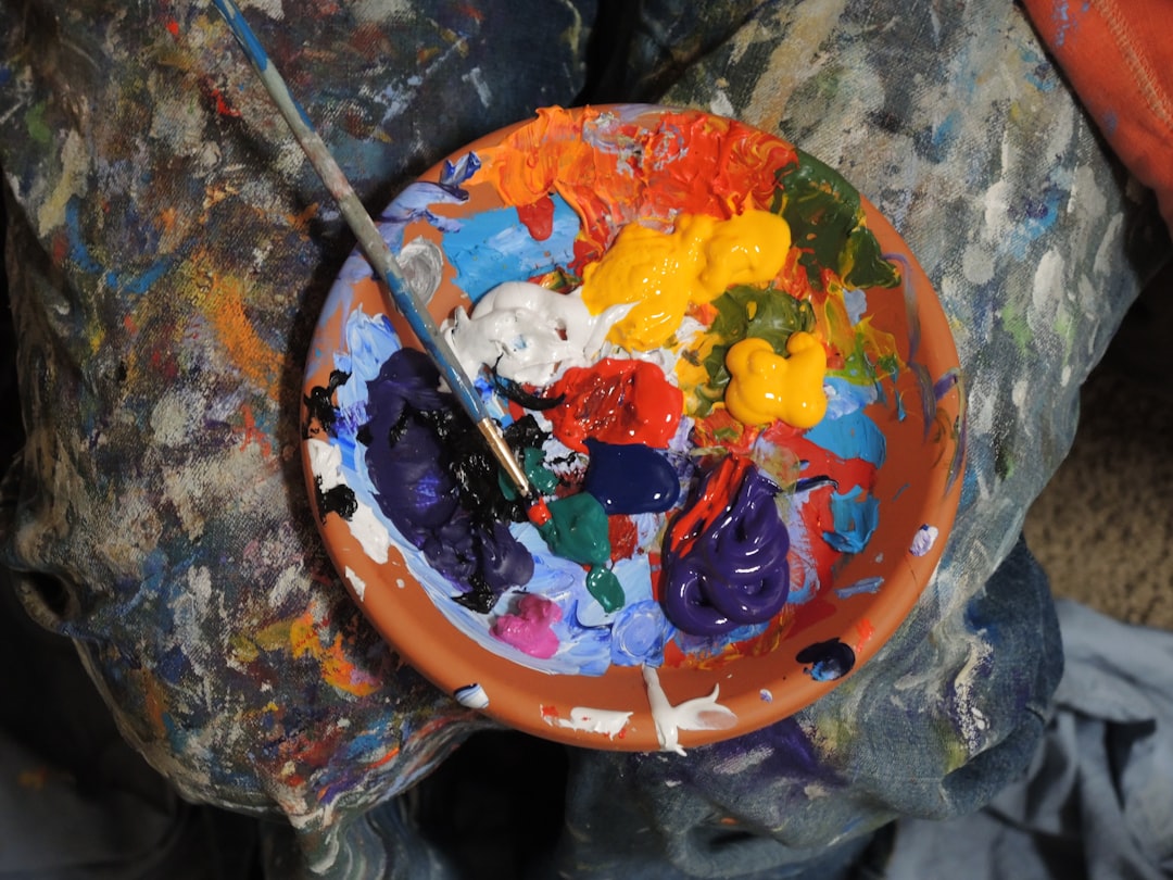 mixed paints in a plate, Mix of paints