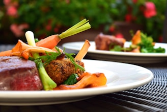 steak with vegetables on plate