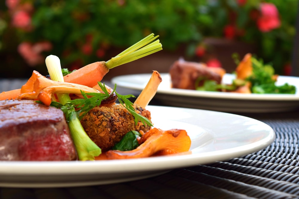 steak with vegetables on plate