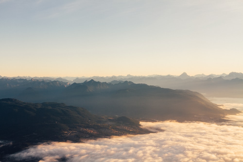 white seaclouds on mountain ridge