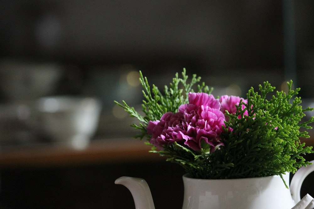 focus photo of purple petaled flowers