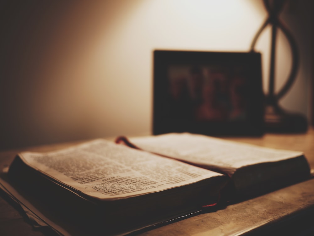 white book on table