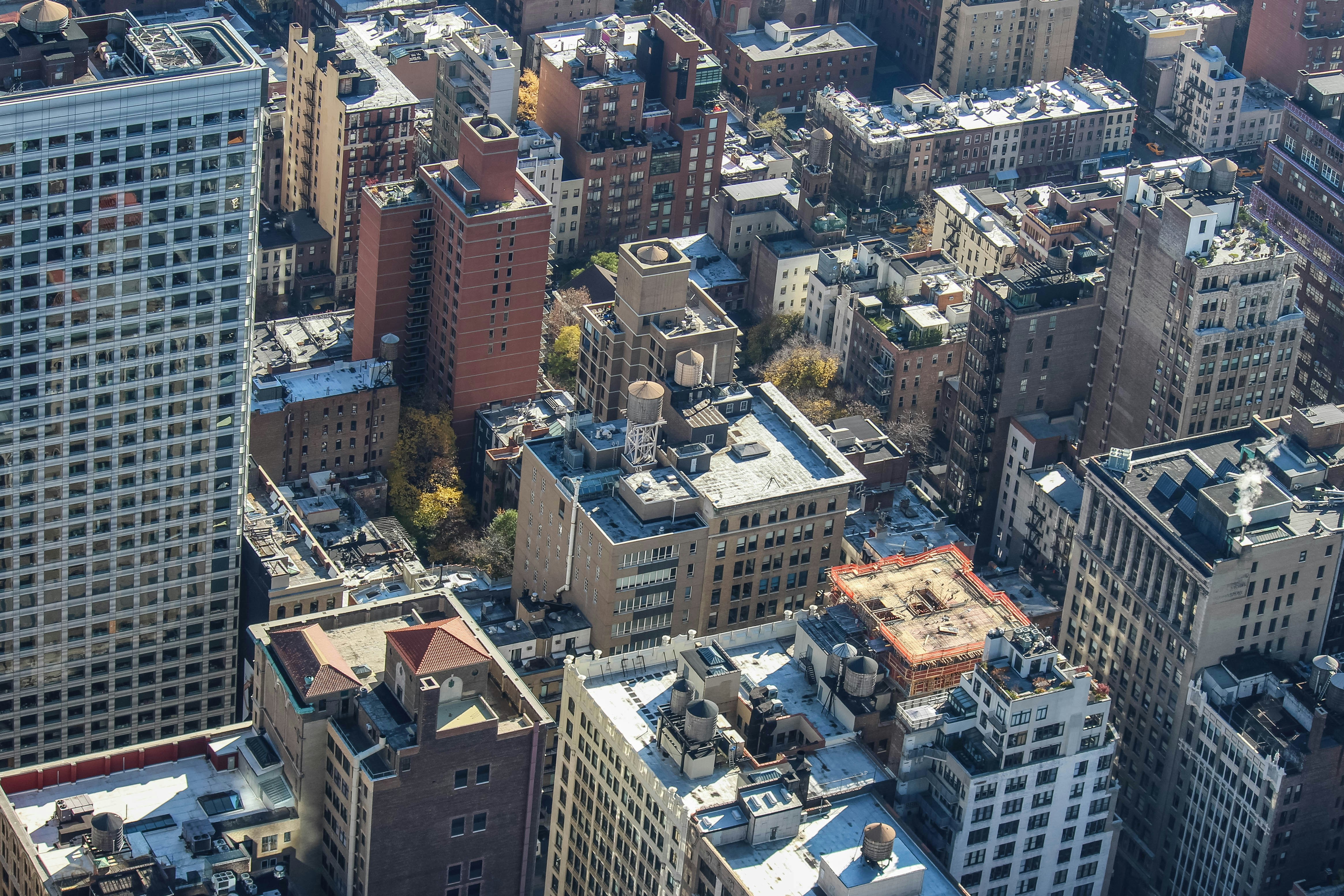 aerial view of high-rise buildings, Drone skyscrapers