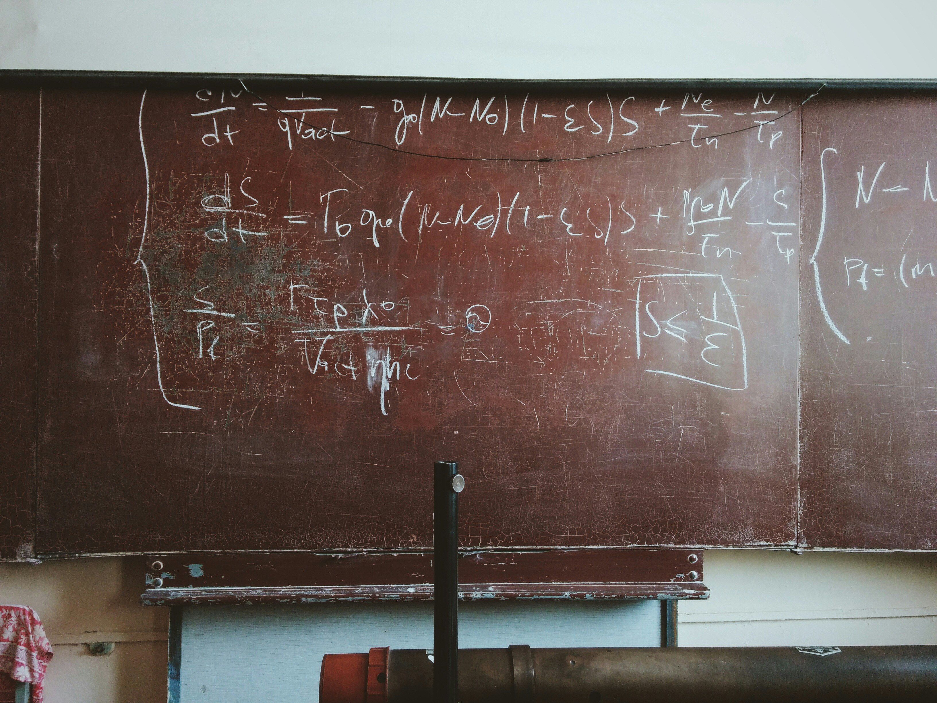Formulas on an old blackboard
