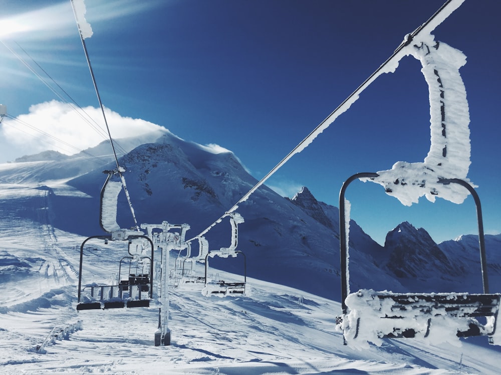 zip line on mountain at winter season