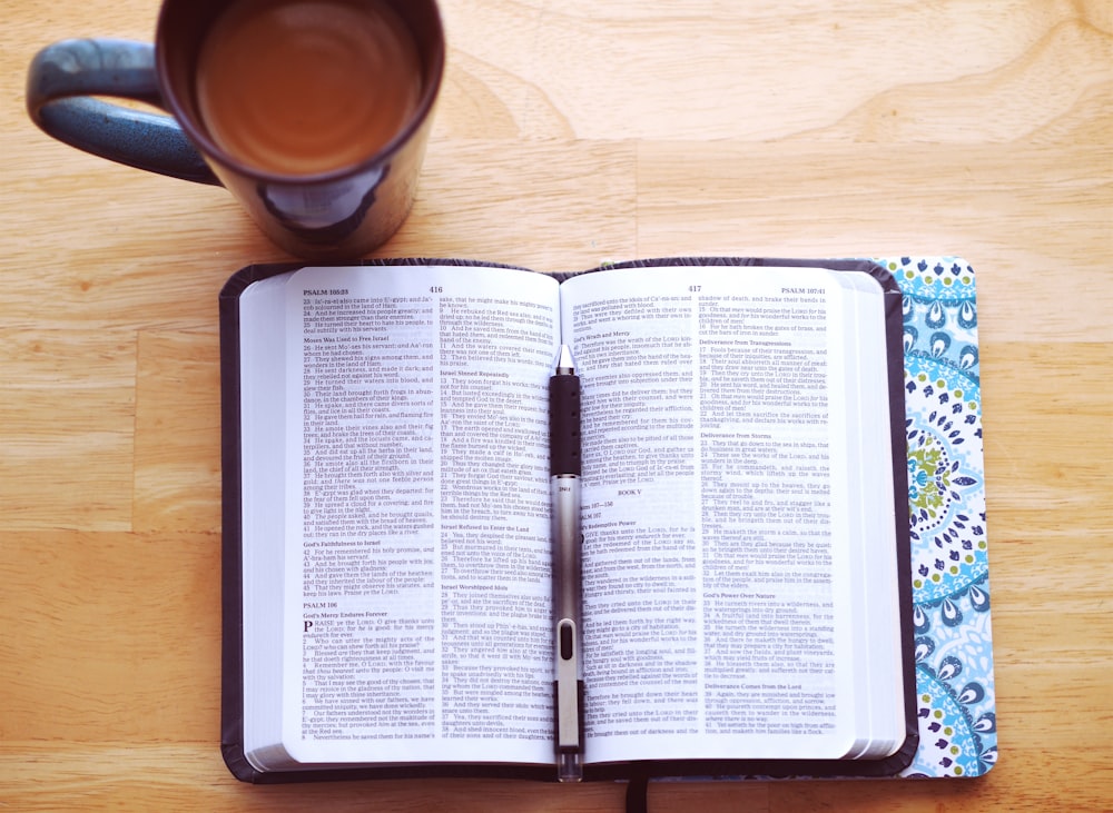 flat lay photography of bible