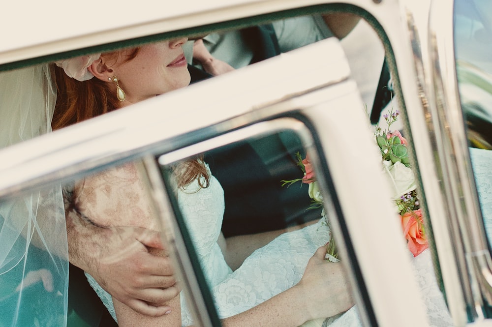bride in white vehicle