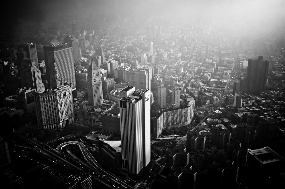 都市の建物の航空写真