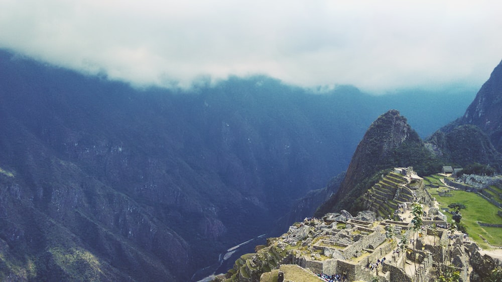 aerial photo of Machu Picchu