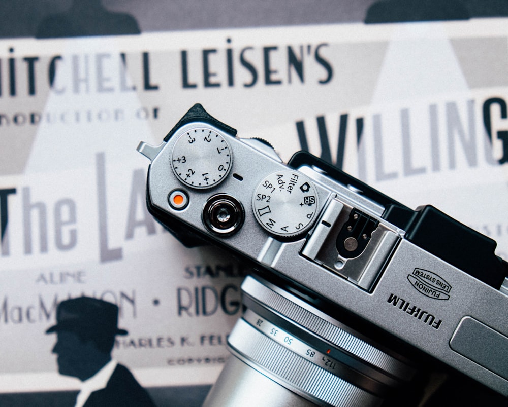 gray Fujifilm SLR camera