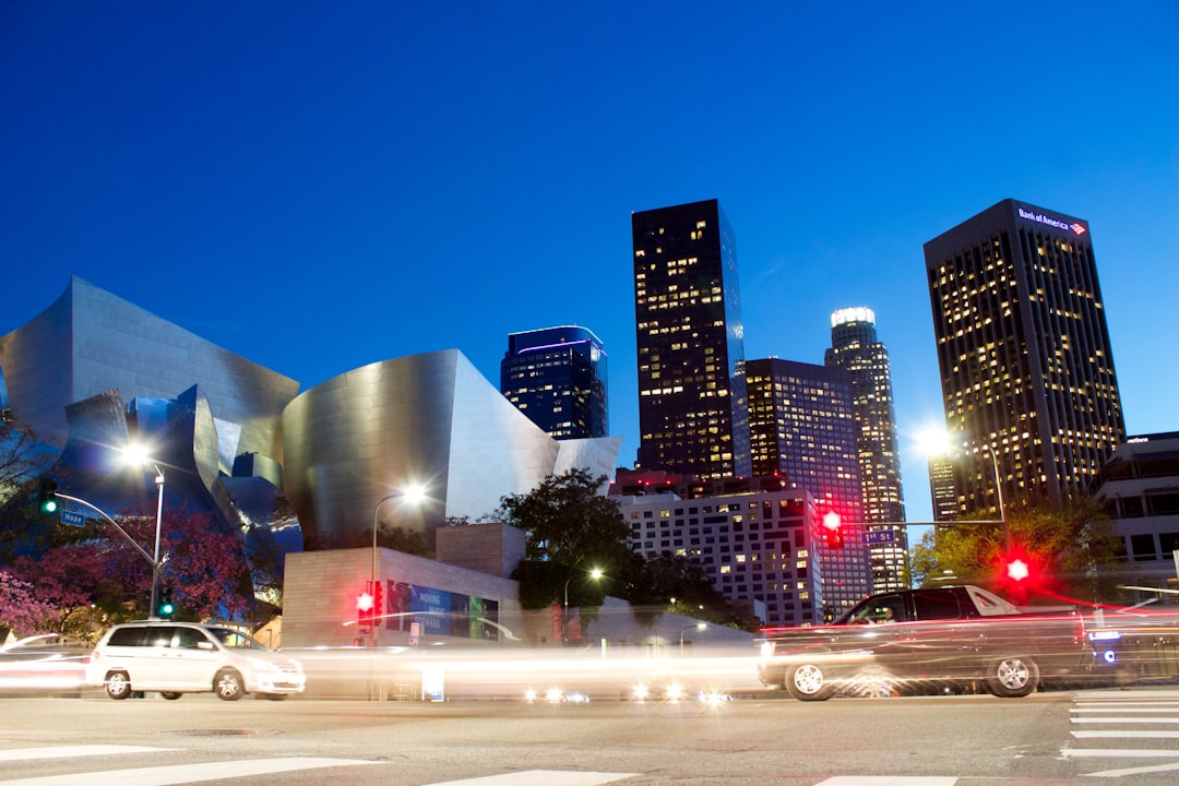 timelapse of city lanscape, Downtown Los Angeles at night