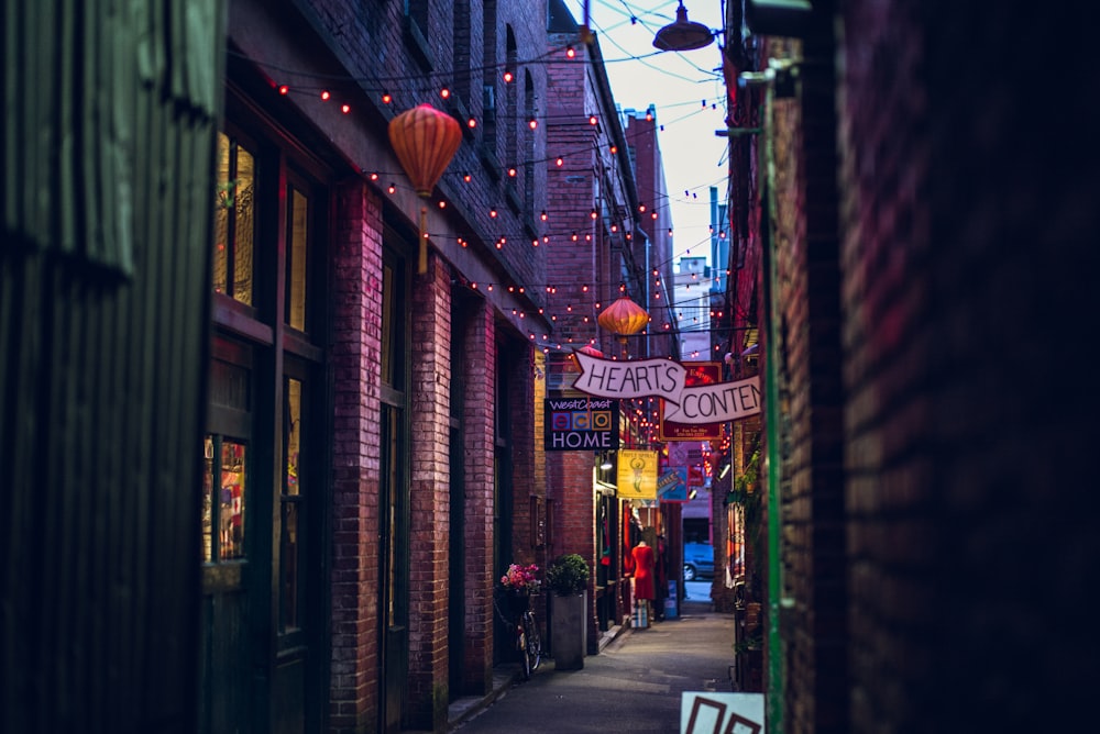 photo of a colored street with lightrs