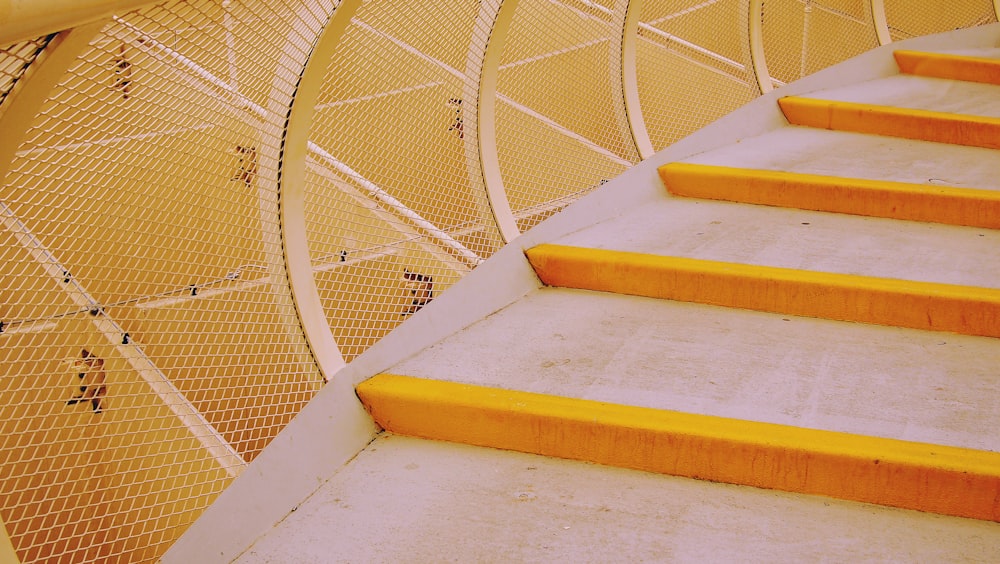 A curved staircase.