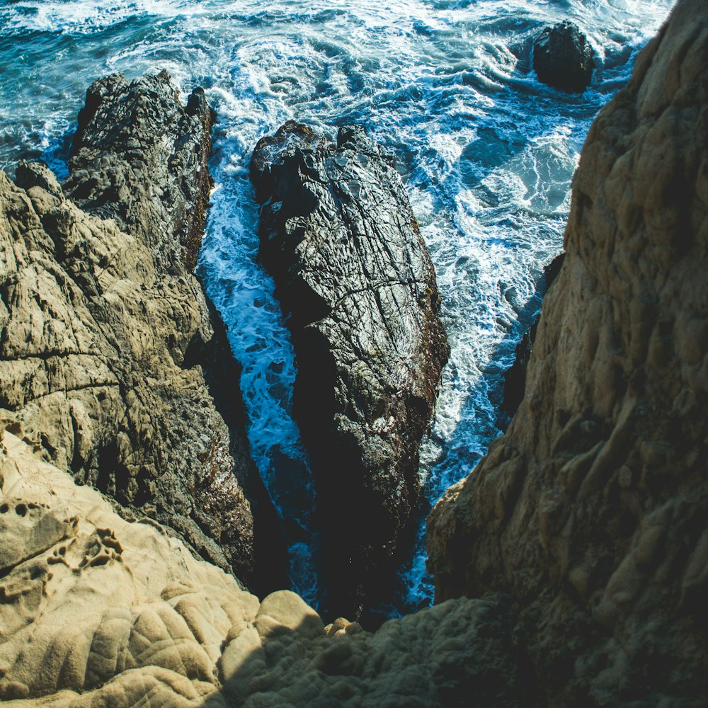 aerial photography of rock formations