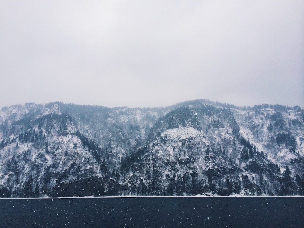 mountain covered by snow at winter