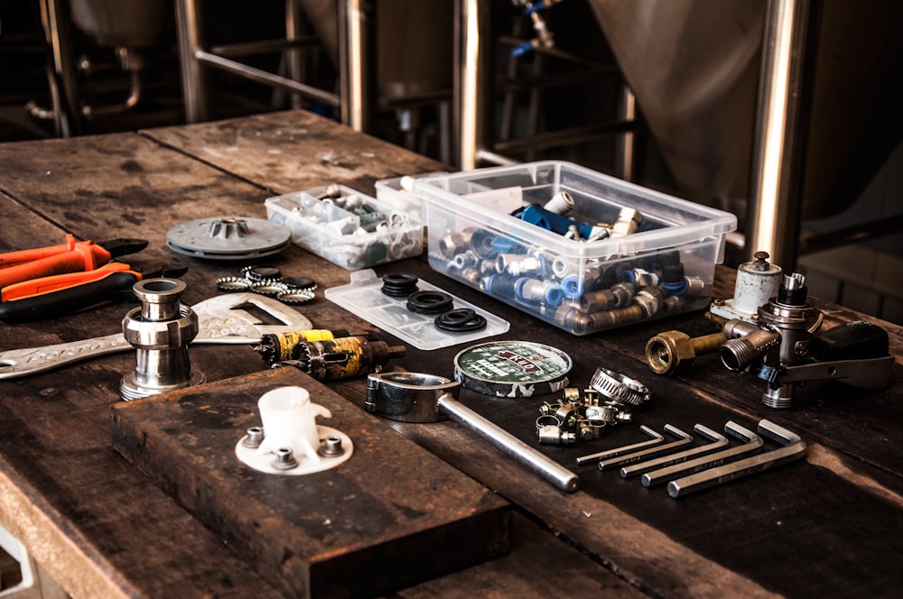 flat lay photography of assorted-color mechanical tool set