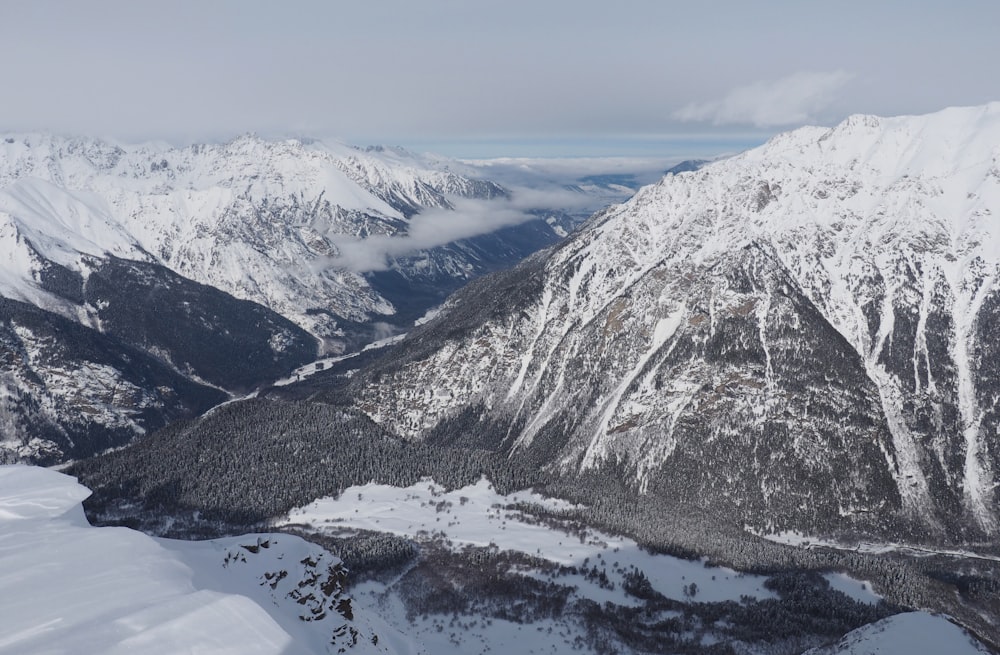 bird's eye view of snow mountain during daytime