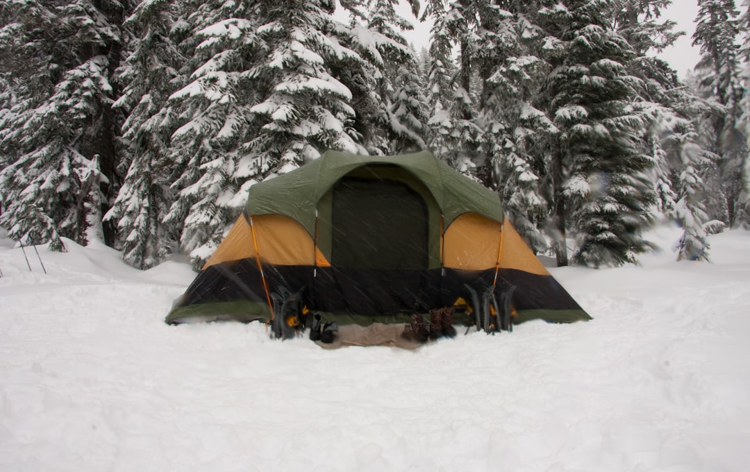 tent on snow field, A tent in the snow at Stevens Pass