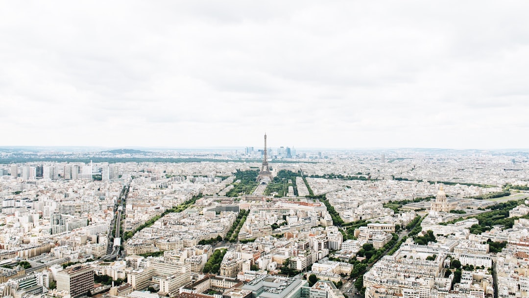 aerial photo of white concrete buildings at daytime, Paris cityscape with Eiffel Tower