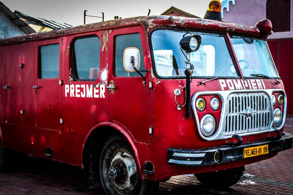 red car on parking lot