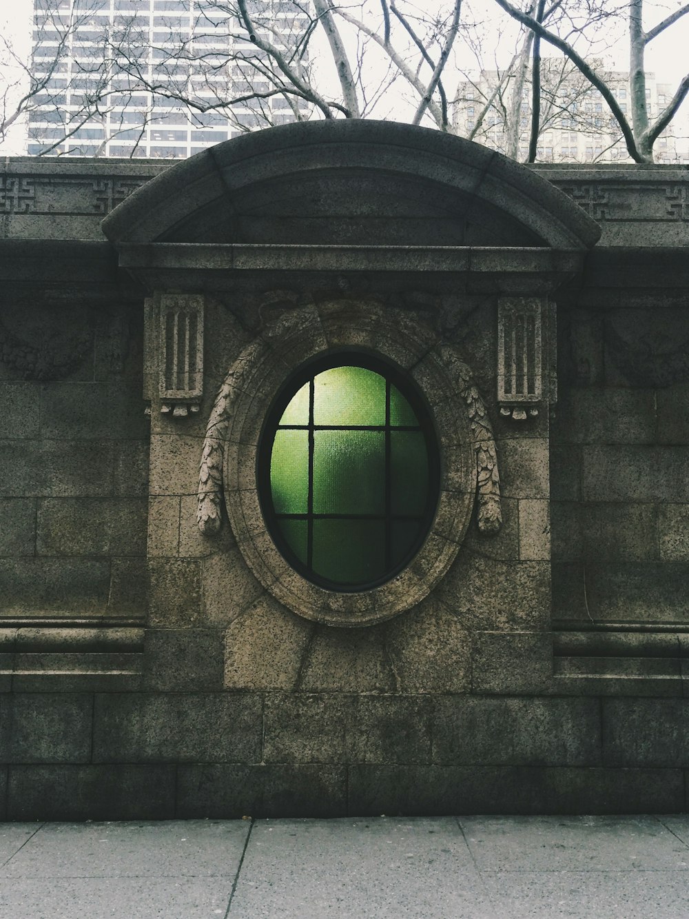 green glass window