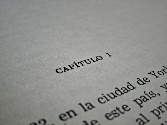 A close-up of a text document with the word 'CAP&Iacute;TULO I' centered in bold black letters on a white page. The lower part of the image shows additional text lines, partially visible and fading out of focus.