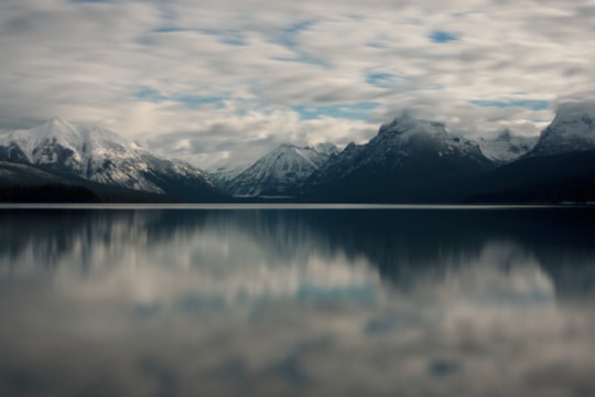 mountain covered with snow in Lake McDonald United States