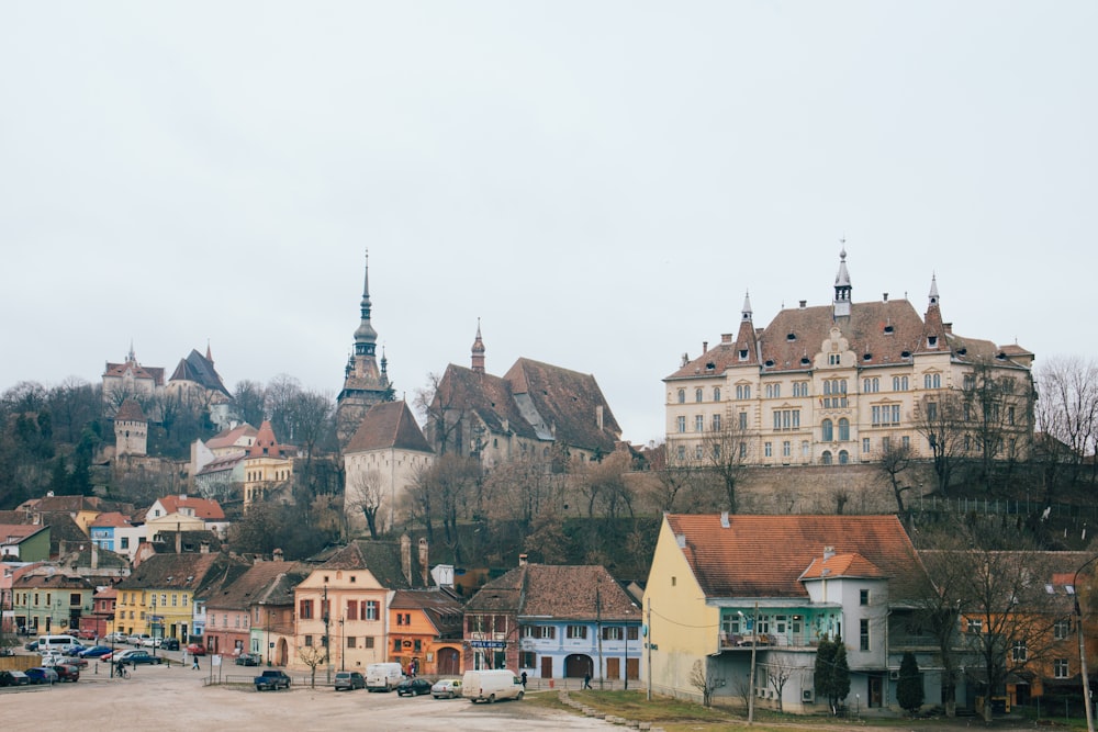 beige and brown gothic building on hill