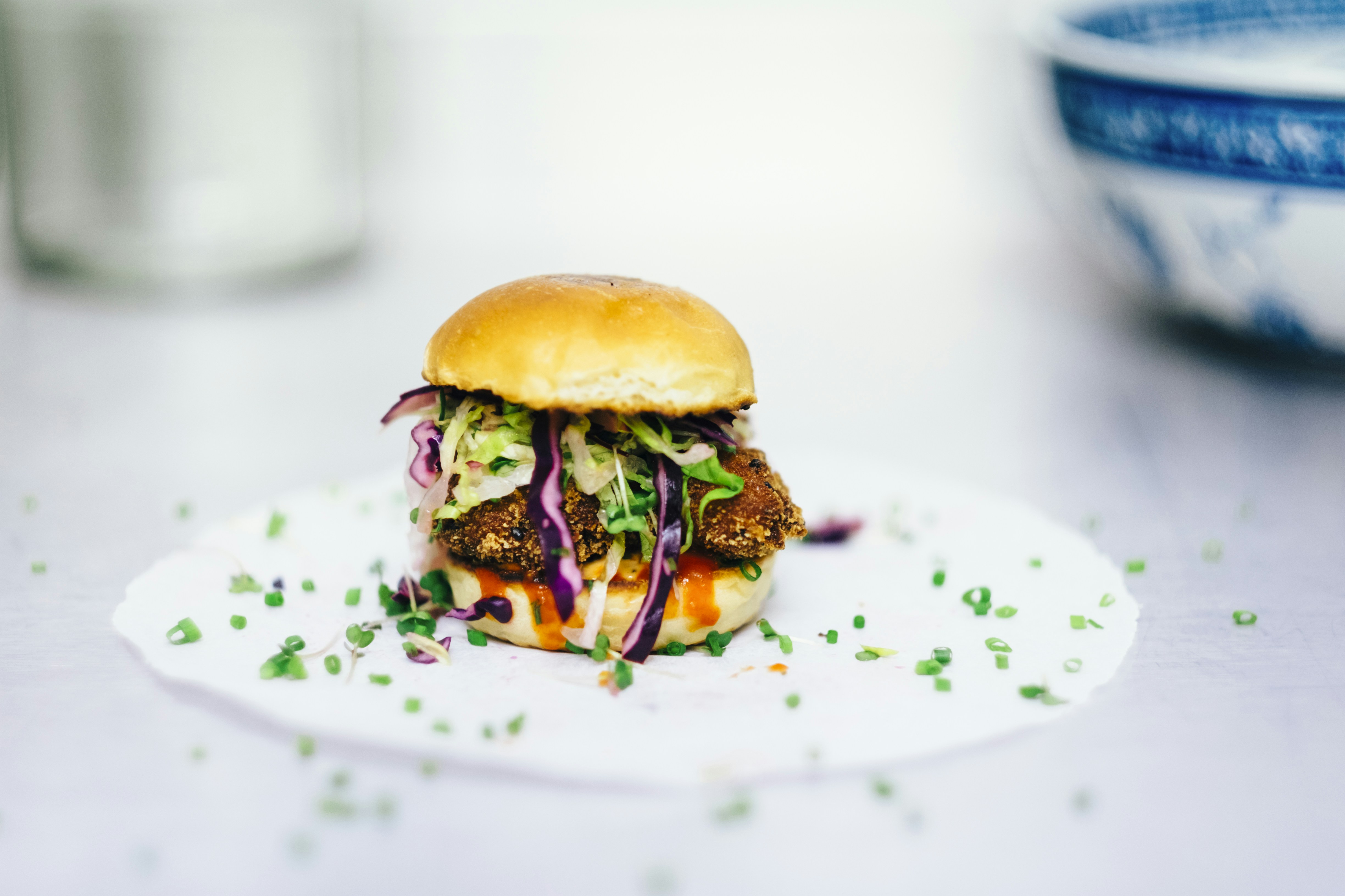 humberger on white plate