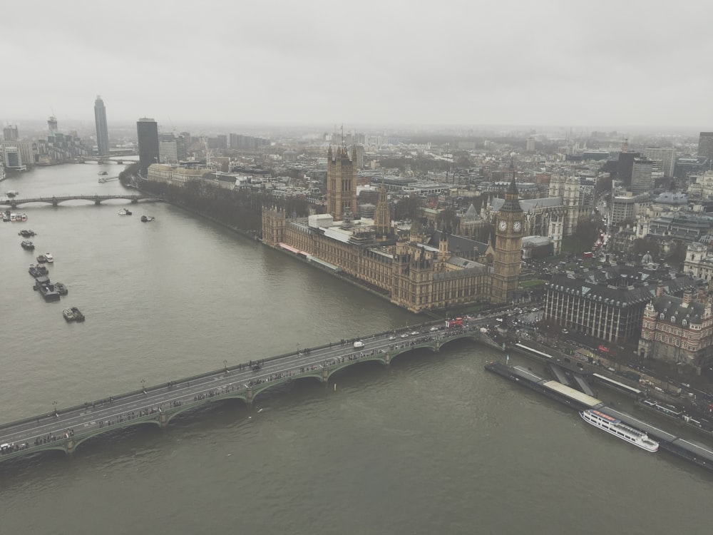 aerial view of London England Big Ben