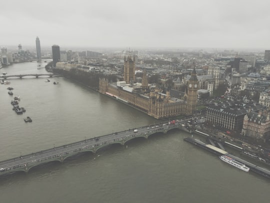 aerial view of London England Big Ben in Thames River United Kingdom