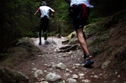 two people running