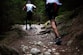 two people running