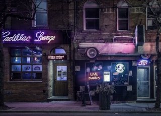 white LED neon signage on store