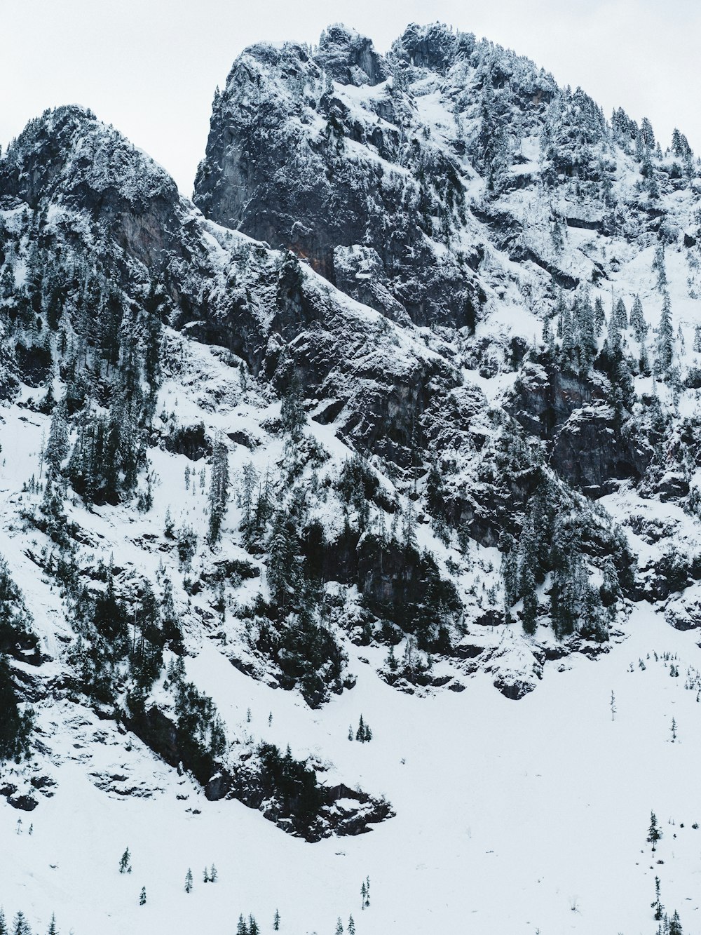 雪に覆われた山