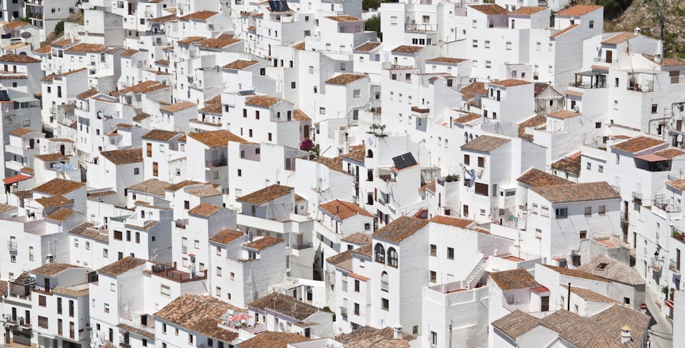 Photographie aérienne des maisons blanches