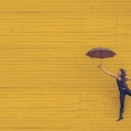 woman holding brown umbrella