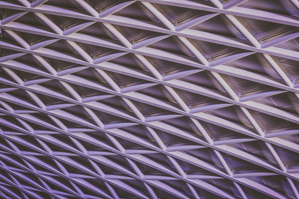Latticework of support beams in a ceiling